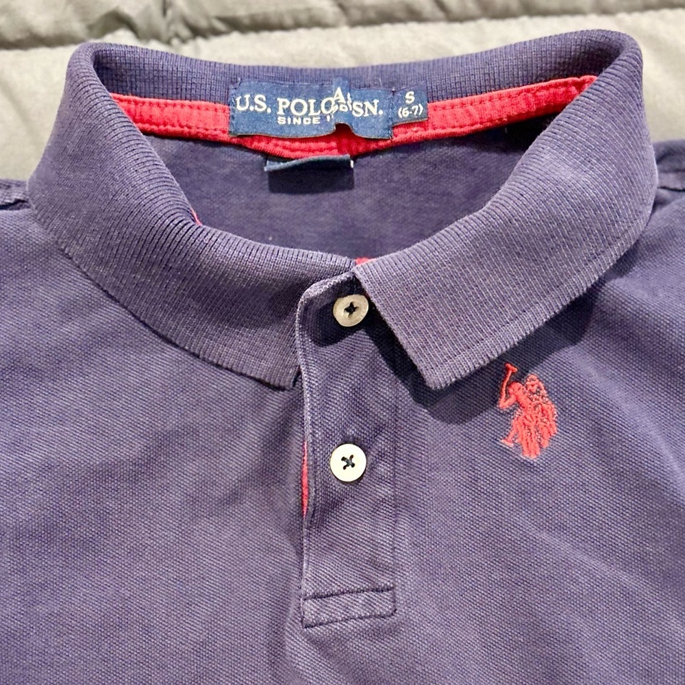 US Polo Assn Boys Polo Shirt Size 6–7 Small Blue Short Sleeve - Picture 2 of 4